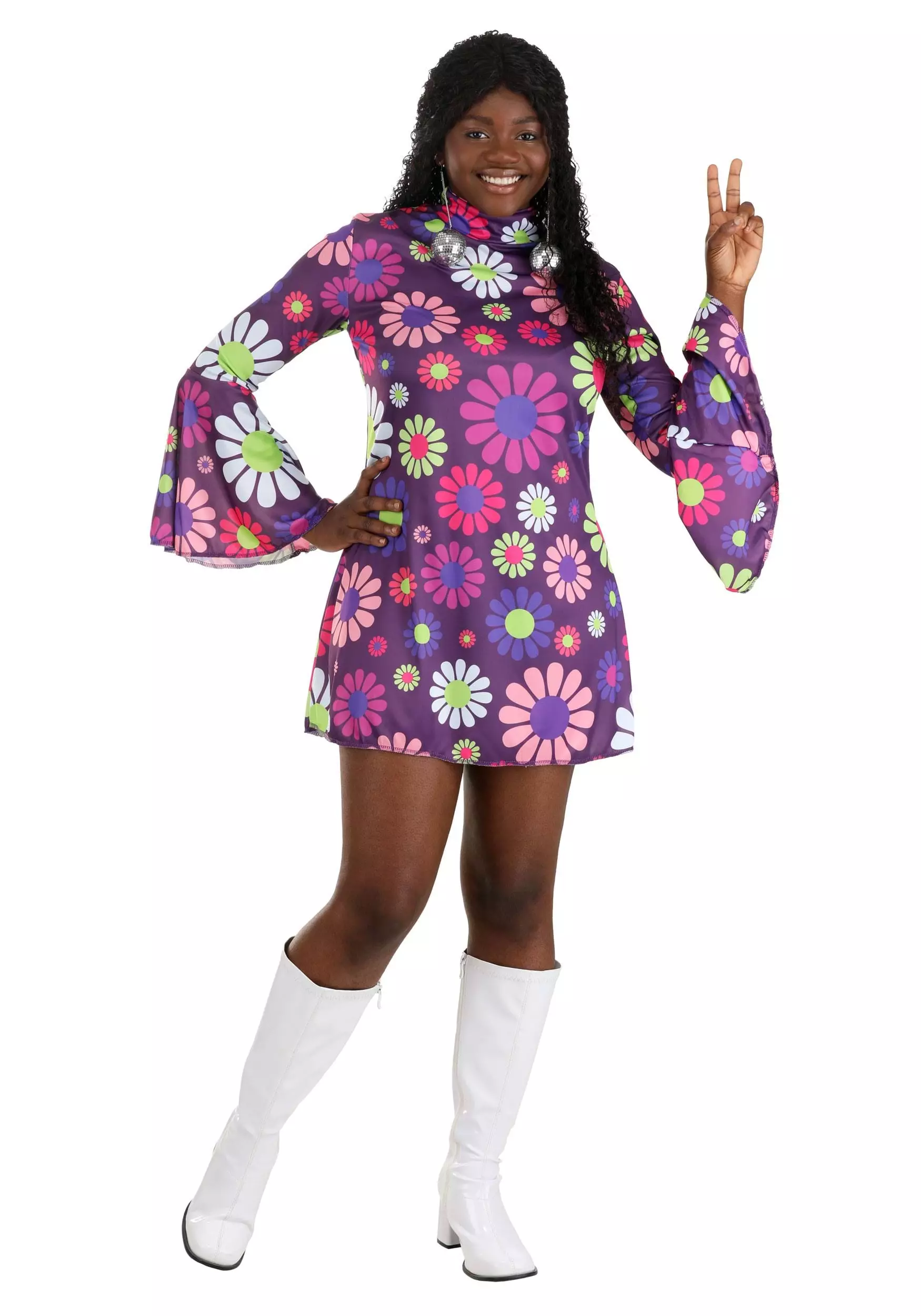 Fun Costumes Women's Adult Groovy Flower Power Costume 5 Fun Costumes Women's Adult Groovy Flower Power Costume - Image 3
