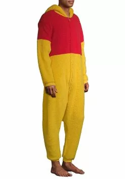 MJC International Winnie The Pooh Sherpa Onesie For Adults 9 MJC International Winnie The Pooh Sherpa Onesie For Adults -Cheap Halloween Costume Store adult winnie the pooh sherpa onesie alt 2
