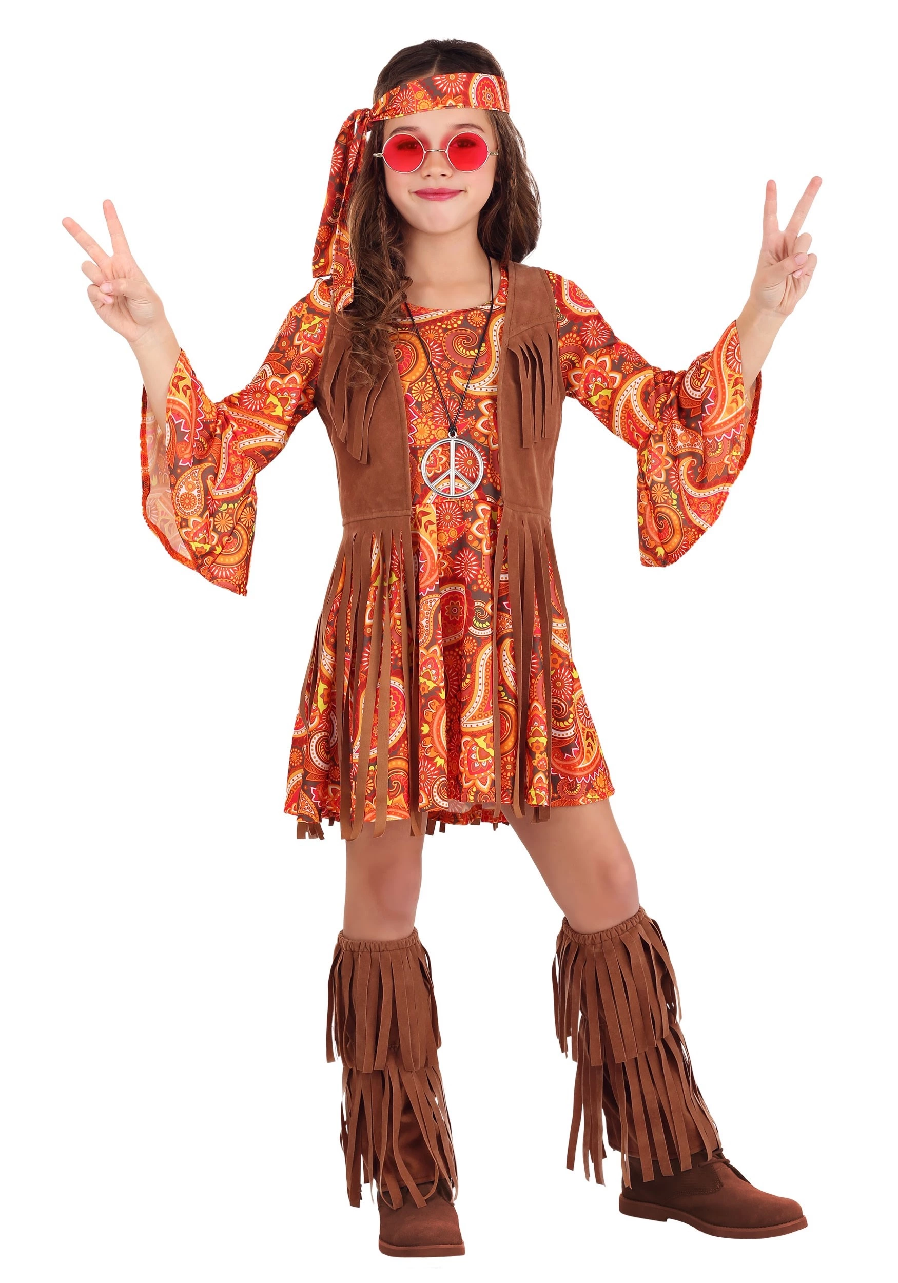 Fun Costumes Girls Fringe Hippie Costume 3 Fun Costumes Girls Fringe Hippie Costume
