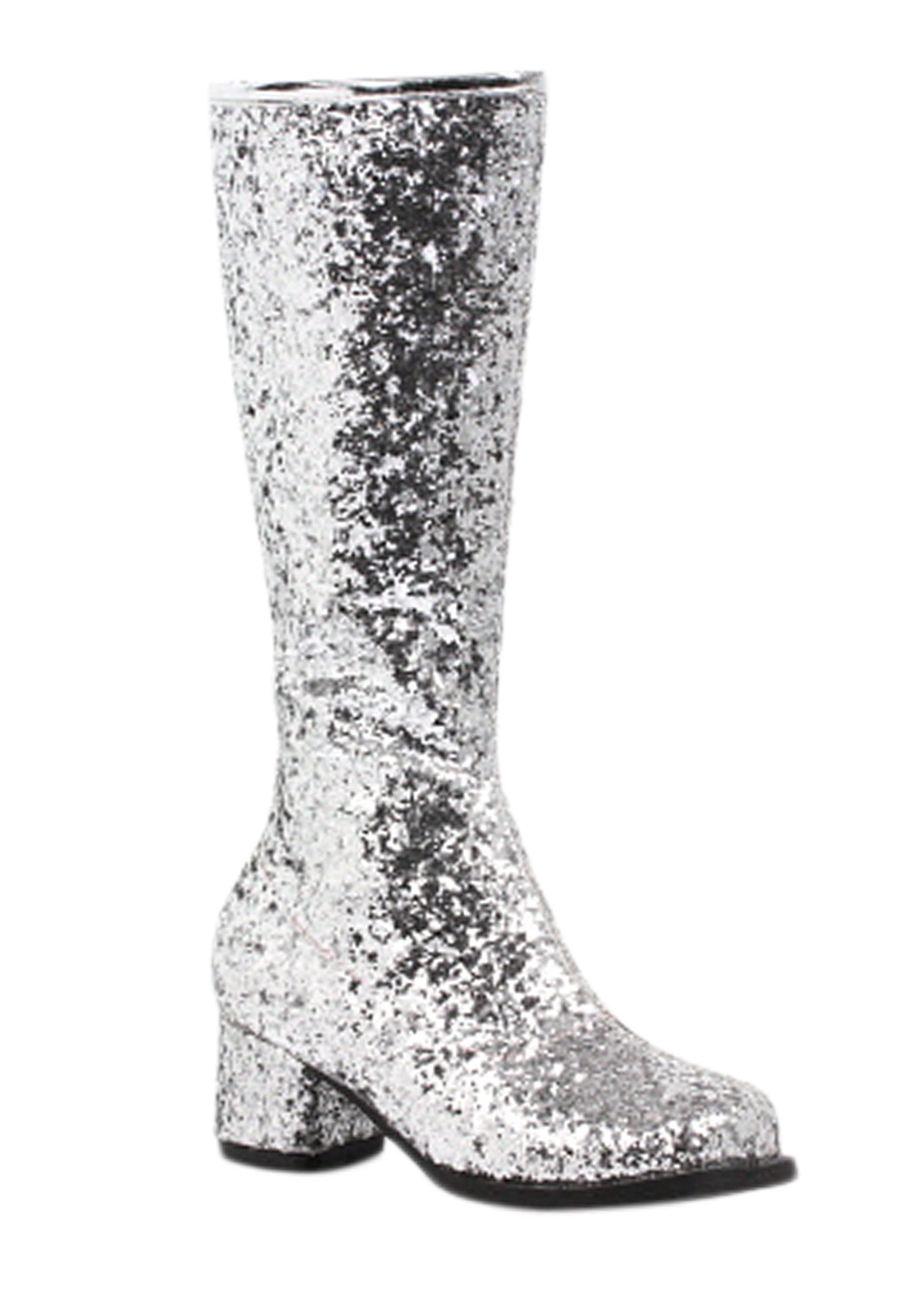Ellie Girls Silver Glitter Go-Go Boots 3 Ellie Girls Silver Glitter Go-Go Boots