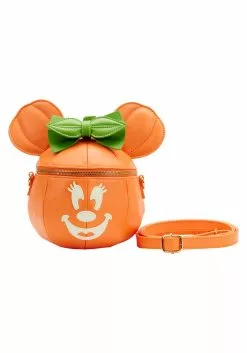 Disney Glow Face Loungefly Pumpkin Minnie Figural Crossbody Bag