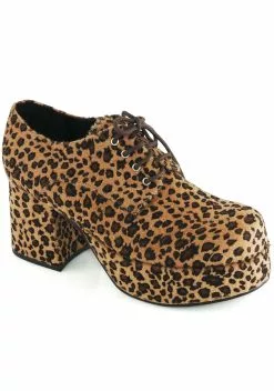 Ellie Leopard Platform Pimp Shoes For Men