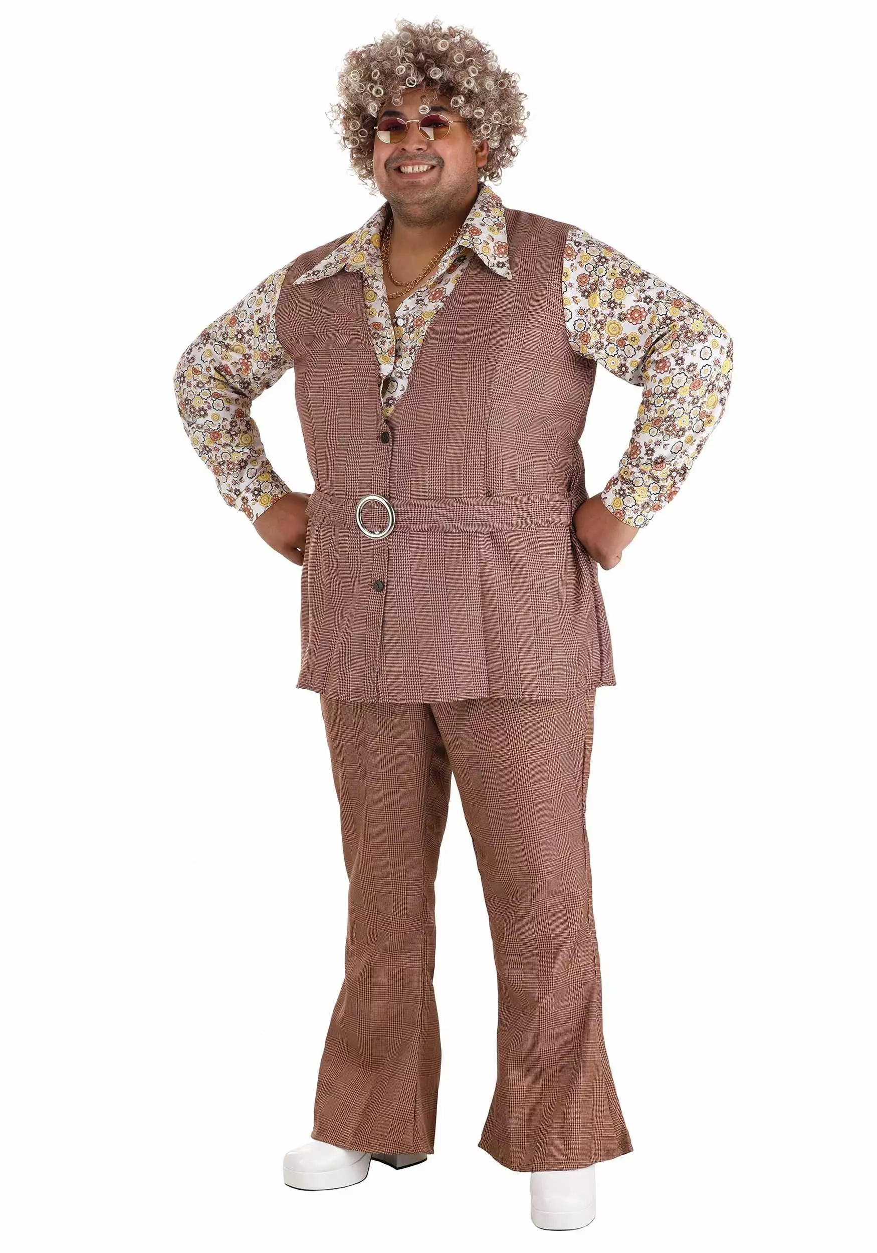 Fun Costumes Men's Plus Size 70's Vest Costume 3 Fun Costumes Men's Plus Size 70's Vest Costume