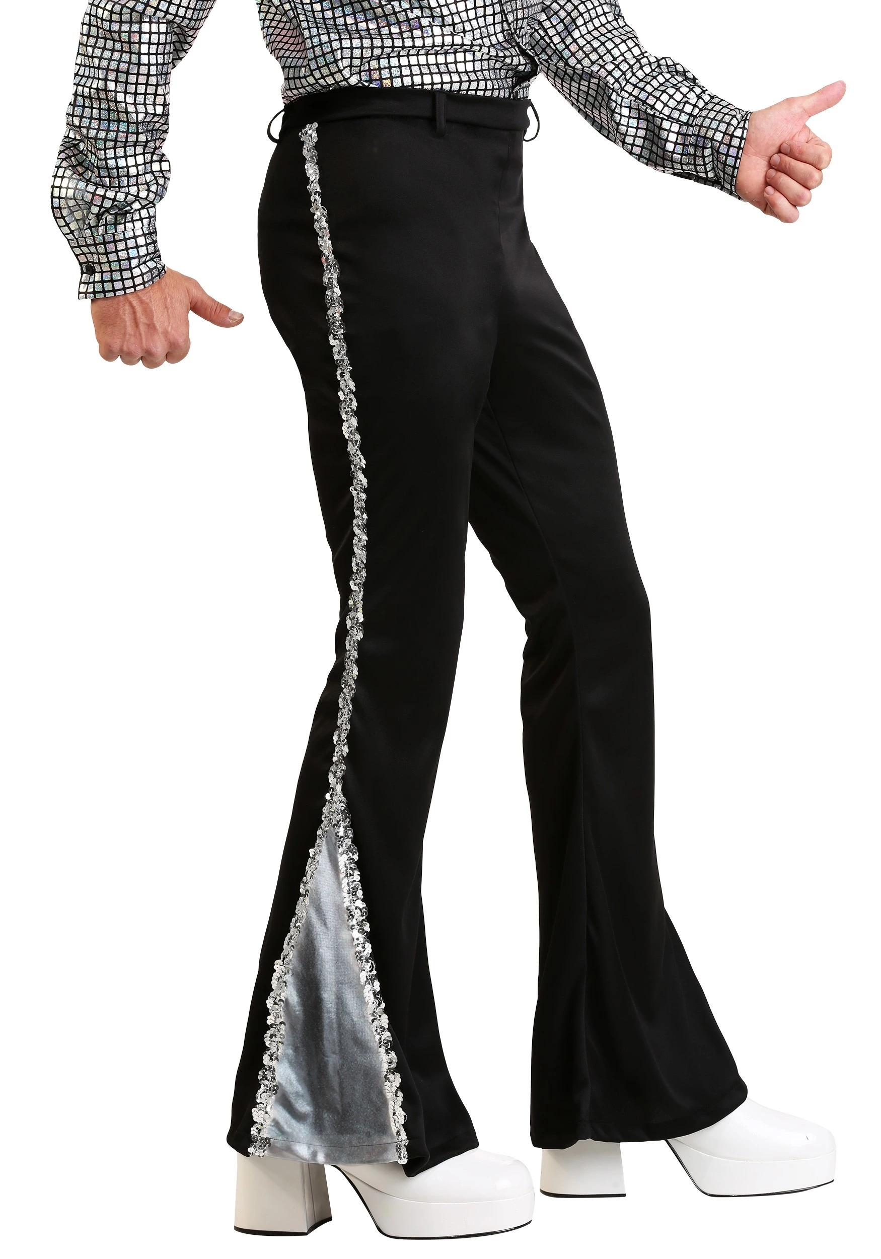 Fun Costumes Men's Silver Sequin Disco Pants 3 Fun Costumes Men's Silver Sequin Disco Pants