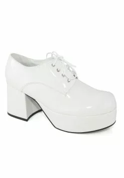 Ellie White Platform Pimp Shoes For Men