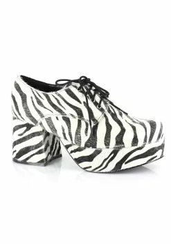 Ellie Zebra Hologram Pimp Shoes For Men