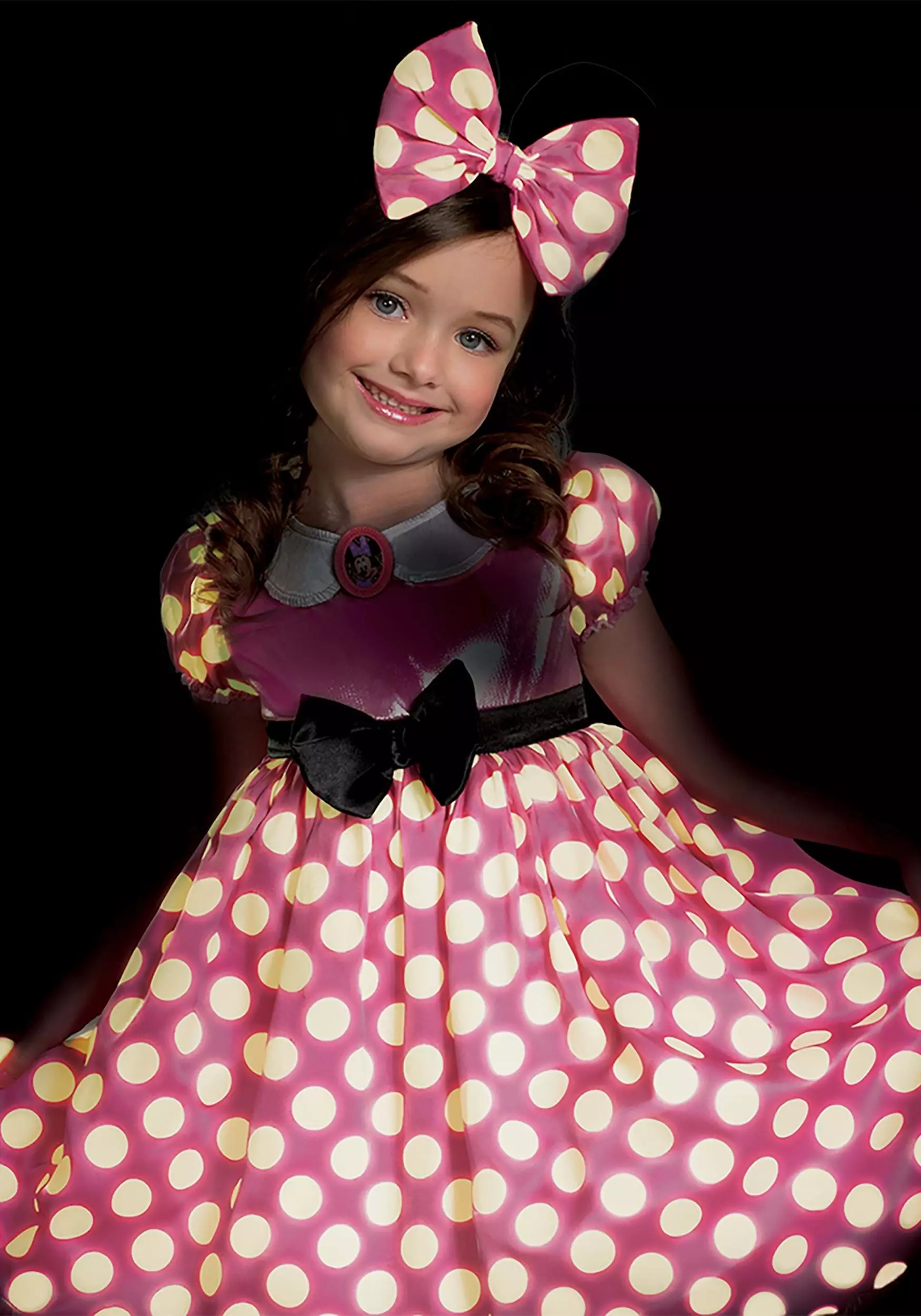 Disguise Minnie Mouse Girls Glow In The Dark Dot Pink Dress 4 Disguise Minnie Mouse Girls Glow In The Dark Dot Pink Dress - Image 2