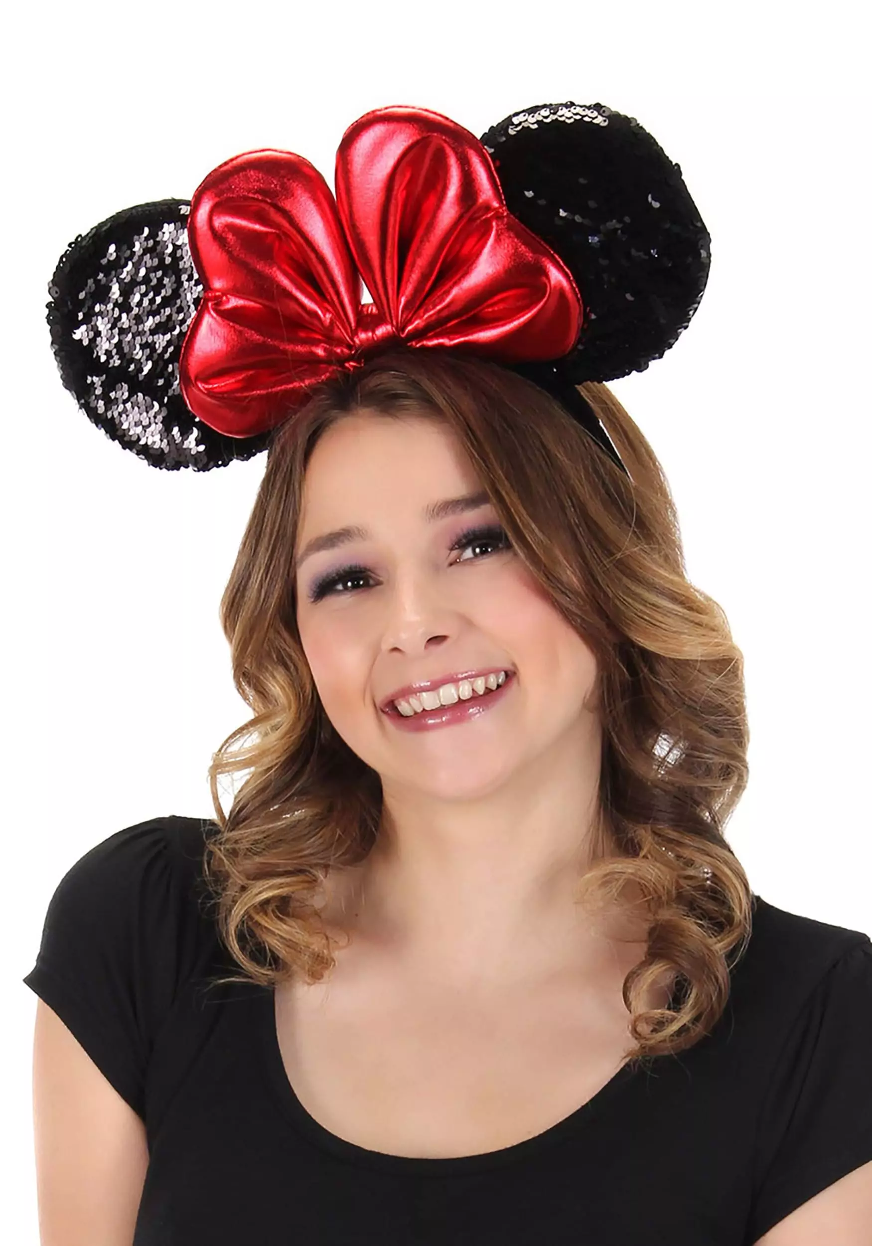 Elope Disney Minnie Sequin Ears Red Headband 4 Elope Disney Minnie Sequin Ears Red Headband - Image 2