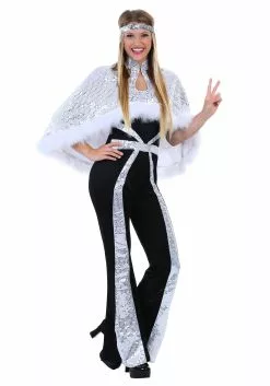 Fun Costumes Plus Size Women's Dazzling Silver Disco Costume