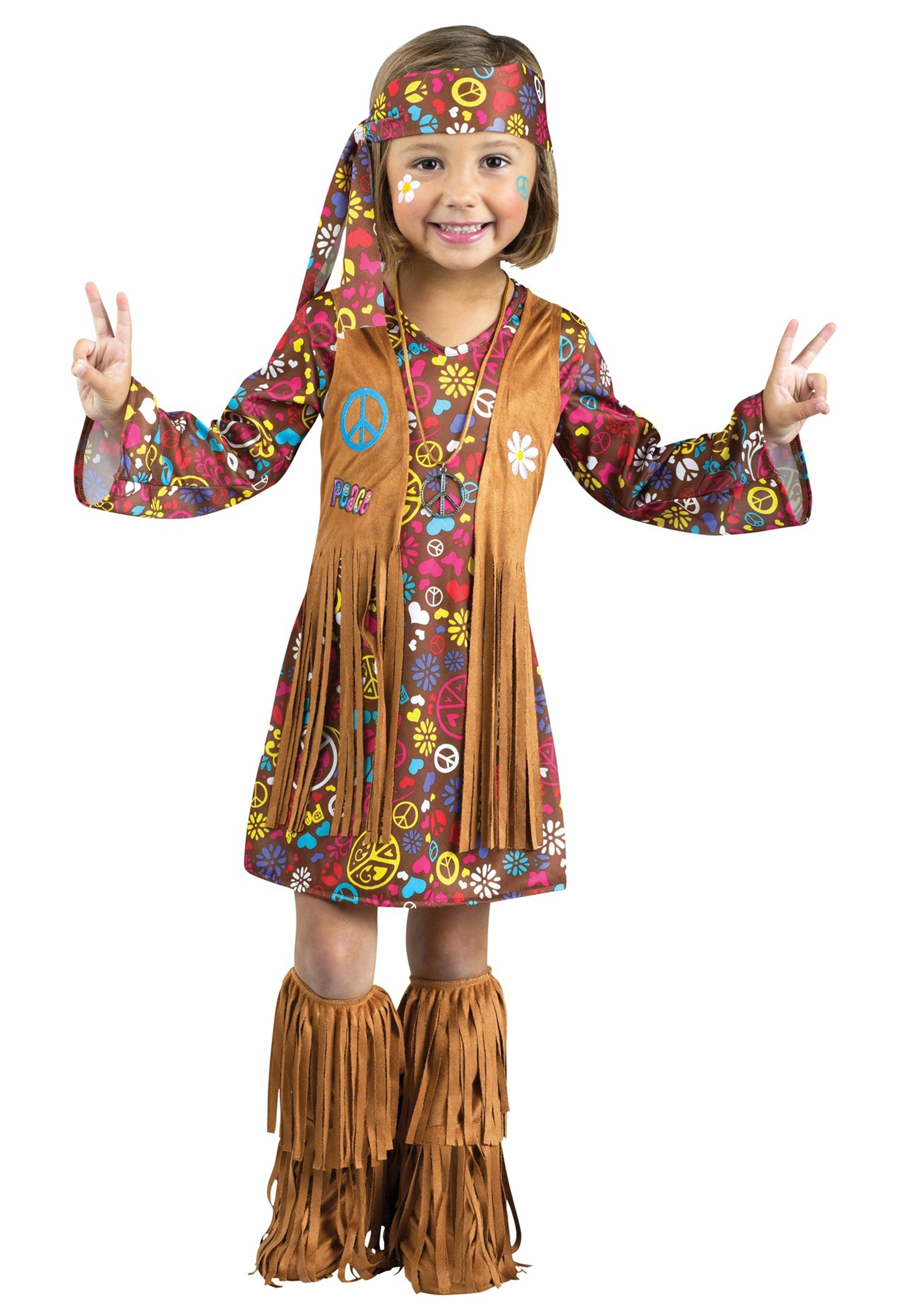 Fun World Toddler Peace & Love Hippie Girl's Costume 3 Fun World Toddler Peace & Love Hippie Girl's Costume