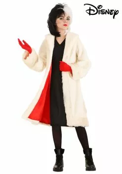 Fun Costumes Cruella De Vil Coat Costume For Teens From Disney's 101 Dalmatians -Cheap Halloween Costume Store tween cruella de vil costume alt 4