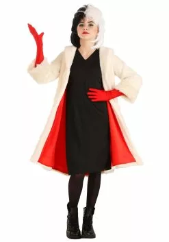 Fun Costumes Cruella De Vil Coat Costume For Teens From Disney's 101 Dalmatians -Cheap Halloween Costume Store tween cruella de vil costume alt 6