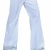 Funny Fashions White Sequin Cuff Disco Pants For Men 1 Funny Fashions White Sequin Cuff Disco Pants For Men -Cheap Halloween Costume Store white sequin cuff disco pants