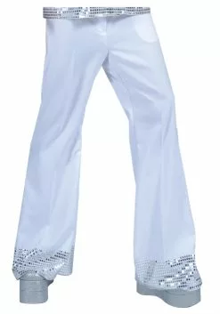 Funny Fashions White Sequin Cuff Disco Pants For Men