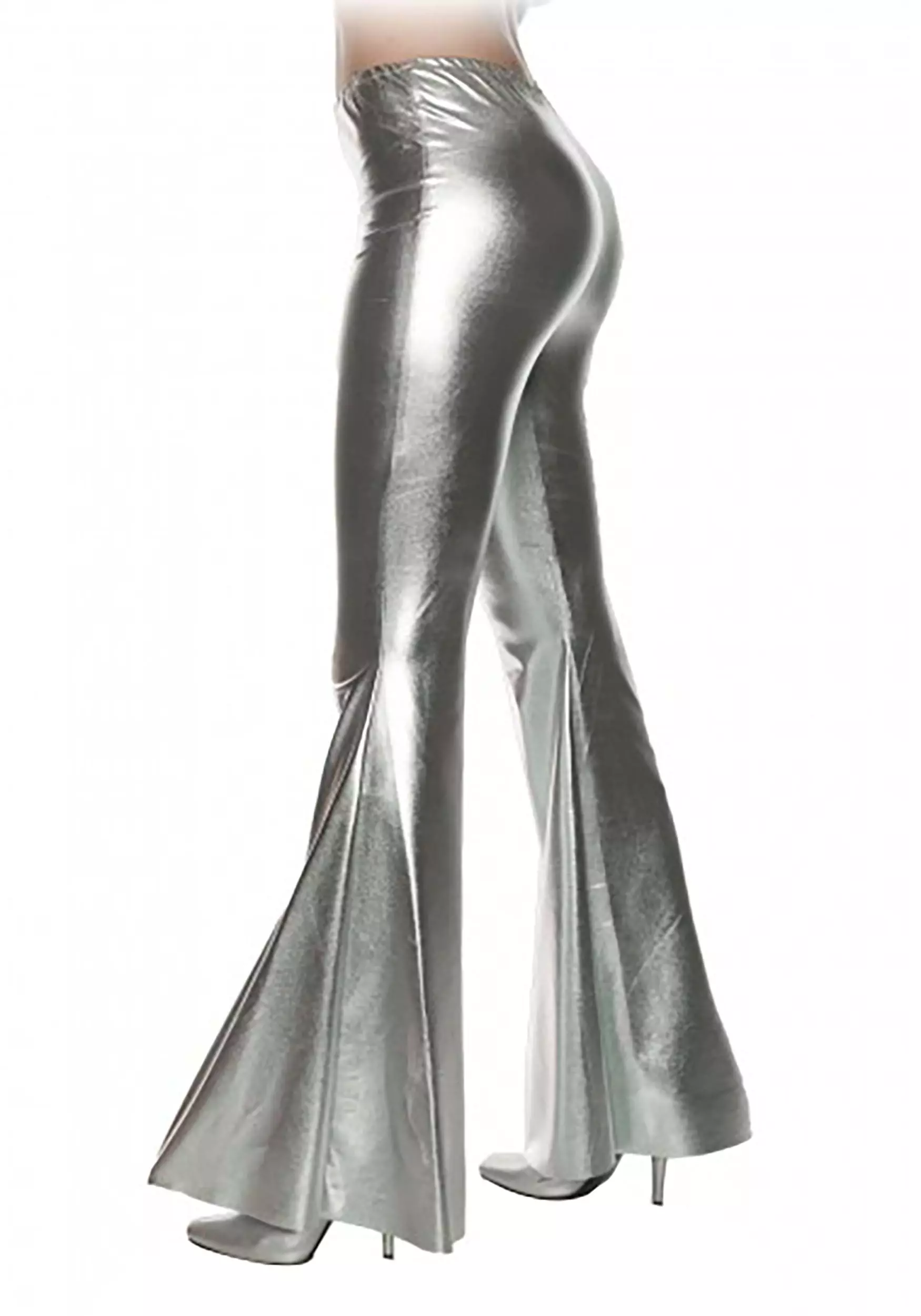 Underwraps Metallic Silver Bell Bottoms For Women 3 Underwraps Metallic Silver Bell Bottoms For Women