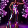 Boloparty Rainbow Rave Disco Costume For Women -Cheap Halloween Costume Store womens rainbow rave disco costume